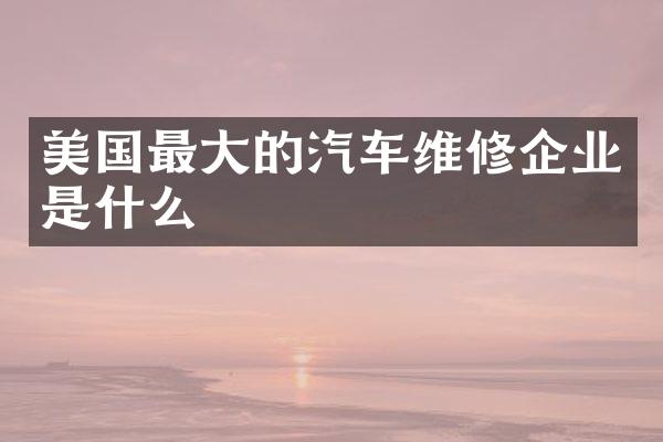 美国最大的汽车维修企业是什么