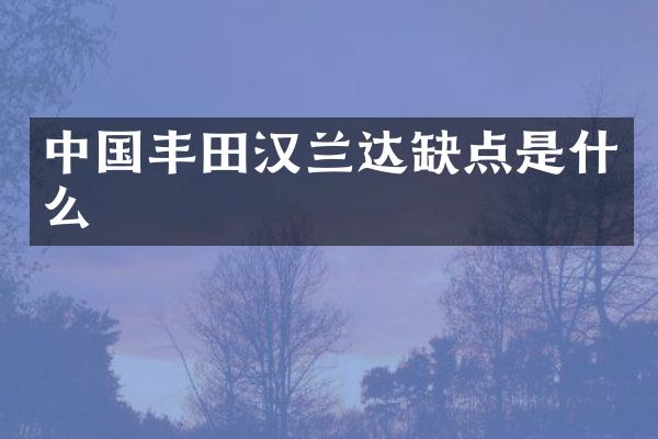 中国丰田汉兰达缺点是什么