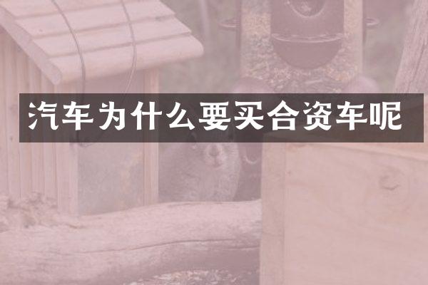 汽车为什么要买合资车呢