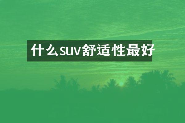 什么suv舒适性最好