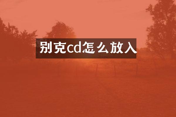别克cd怎么放入