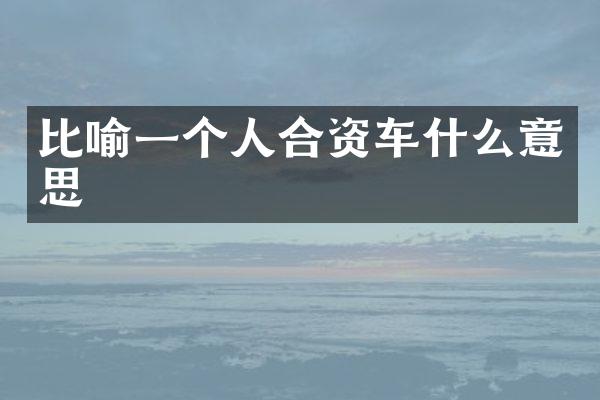 比喻一个人合资车什么意思