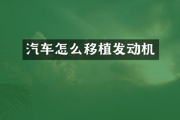 汽车怎么移植发动机