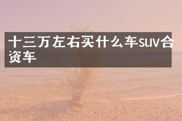 十三万左右买什么车suv合资车