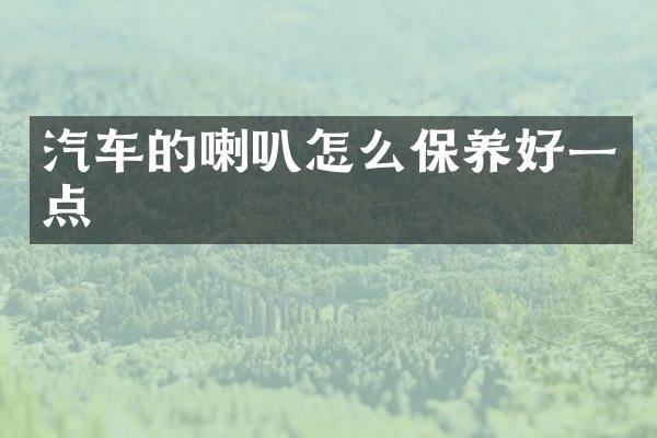 汽车的喇叭怎么保养好一点