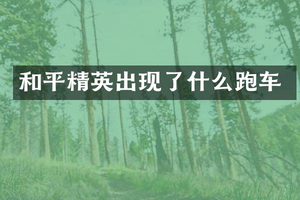 和平精英出现了什么跑车