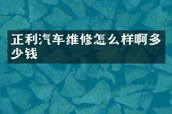 正利汽车维修怎么样啊多少钱