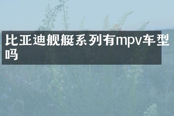 比亚迪舰艇系列有mpv车型吗