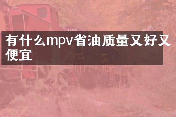 有什么mpv省油质量又好又便宜