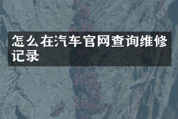 怎么在汽车官网查询维修记录