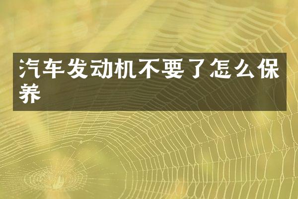 汽车发动机不要了怎么保养