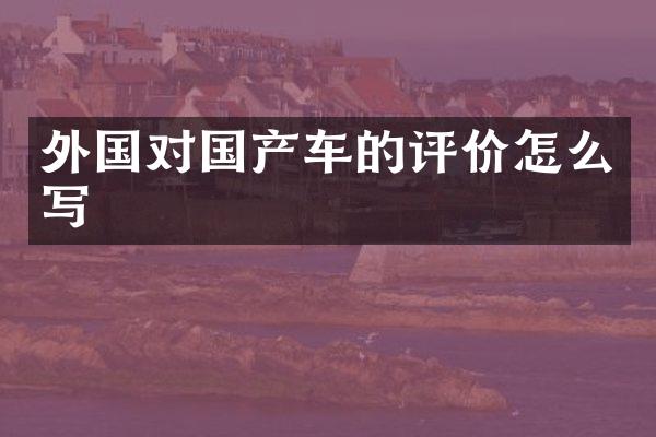 外国对国产车的评价怎么写