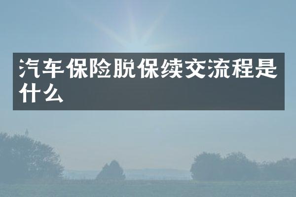 汽车保险脱保续交流程是什么