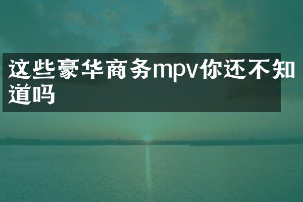 这些豪华商务mpv你还不知道吗