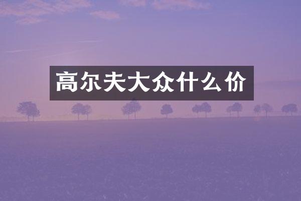 高尔夫大众什么价