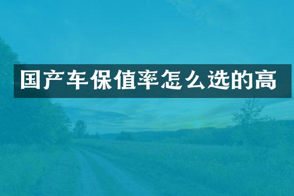 国产车保值率怎么选的高
