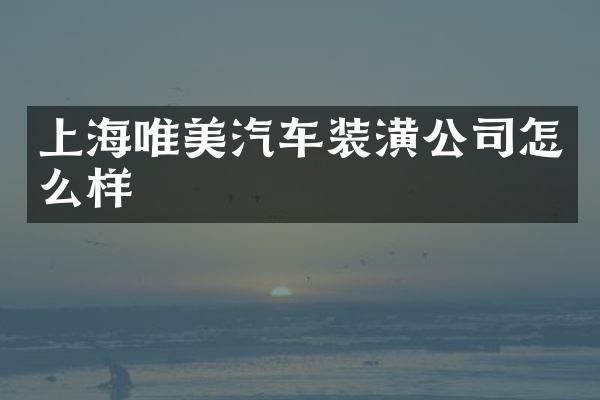上海唯美汽车装潢公司怎么样