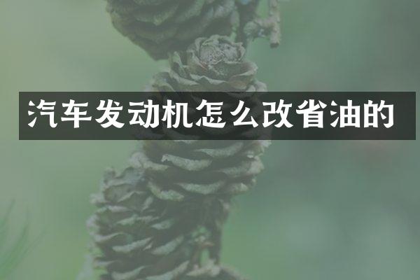 汽车发动机怎么改省油的