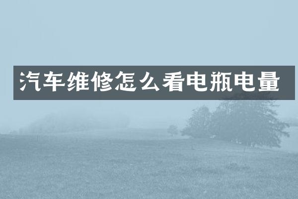 汽车维修怎么看电瓶电量
