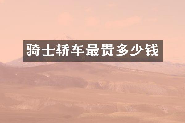 骑士轿车最贵多少钱