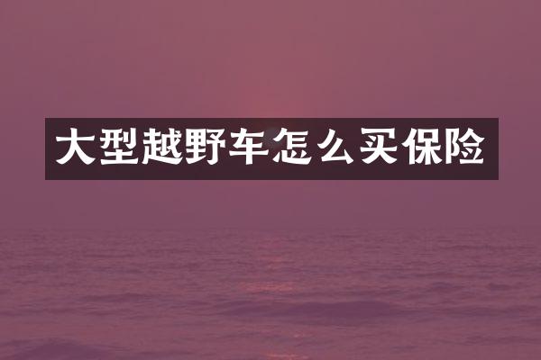 大型越野车怎么买保险