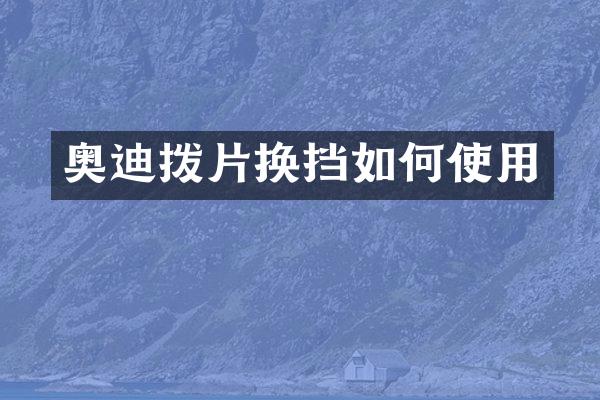 奥迪拨片换挡如何使用