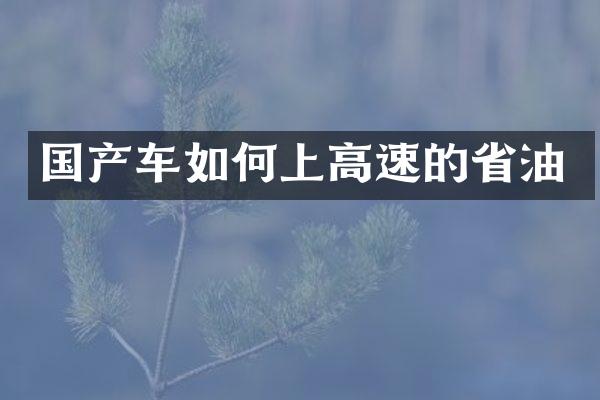 国产车如何上高速的省油