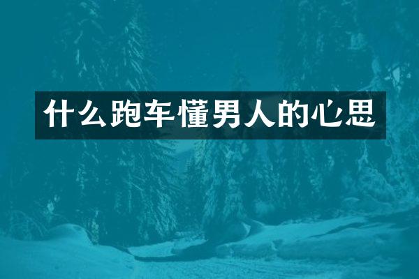 什么跑车懂男人的心思