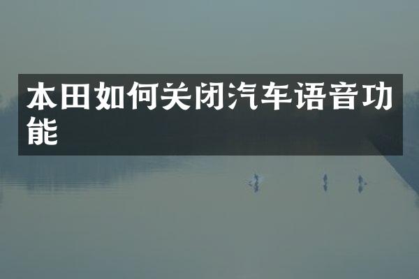 本田如何关闭汽车语音功能