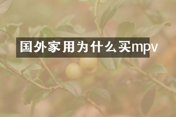 国外家用为什么买mpv