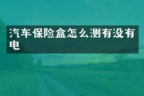 汽车保险盒怎么测有没有电