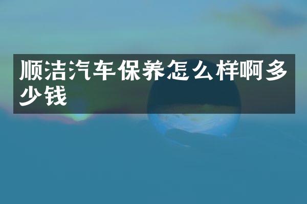 顺洁汽车保养怎么样啊多少钱