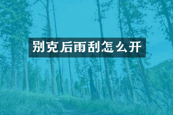 别克后雨刮怎么开