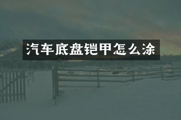 汽车底盘铠甲怎么涂