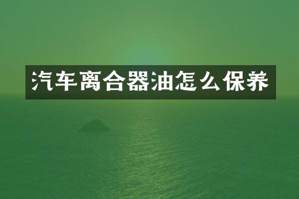 汽车离合器油怎么保养