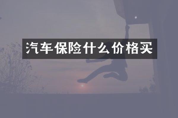 汽车保险什么价格买