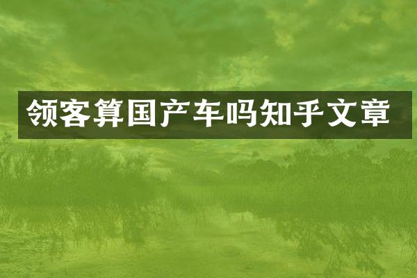 领客算国产车吗知乎文章