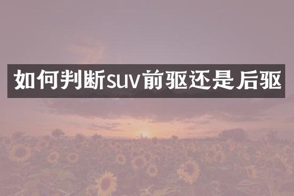 如何判断suv前驱还是后驱