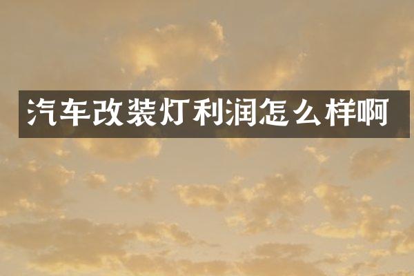 汽车改装灯利润怎么样啊