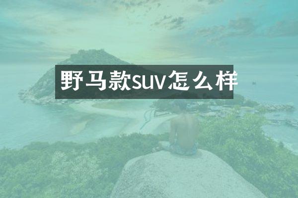 野马款suv怎么样