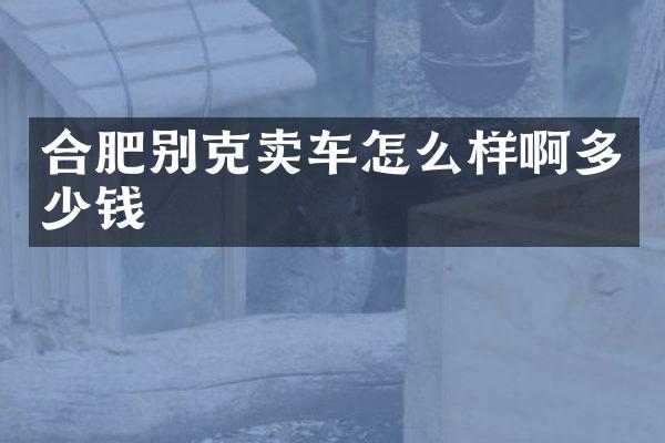 合肥别克卖车怎么样啊多少钱
