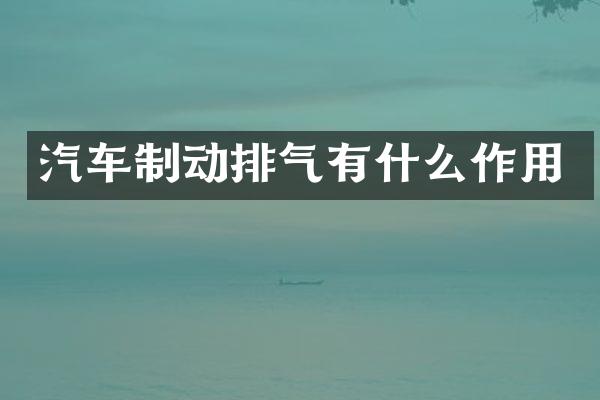 汽车制动排气有什么作用