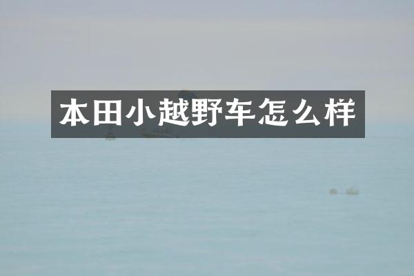 本田小越野车怎么样
