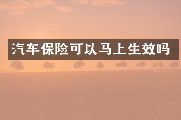 汽车保险可以马上生效吗