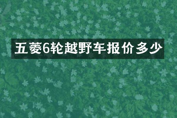 五菱6轮越野车报价多少
