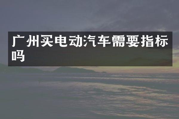 广州买电动汽车需要指标吗