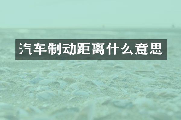 汽车制动距离什么意思