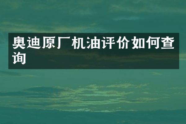 奥迪原厂机油评价如何查询