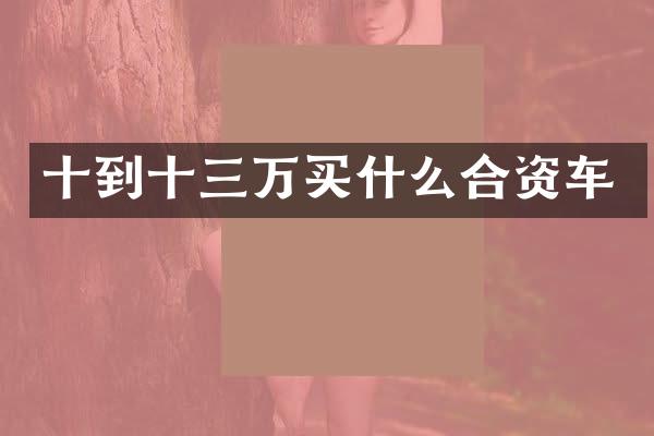 十到十三万合资车