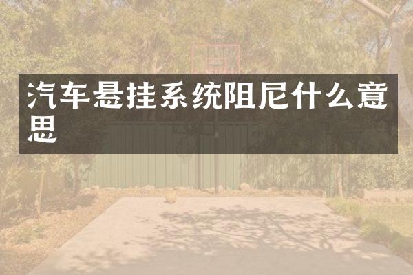 汽车悬挂系统阻尼什么意思
